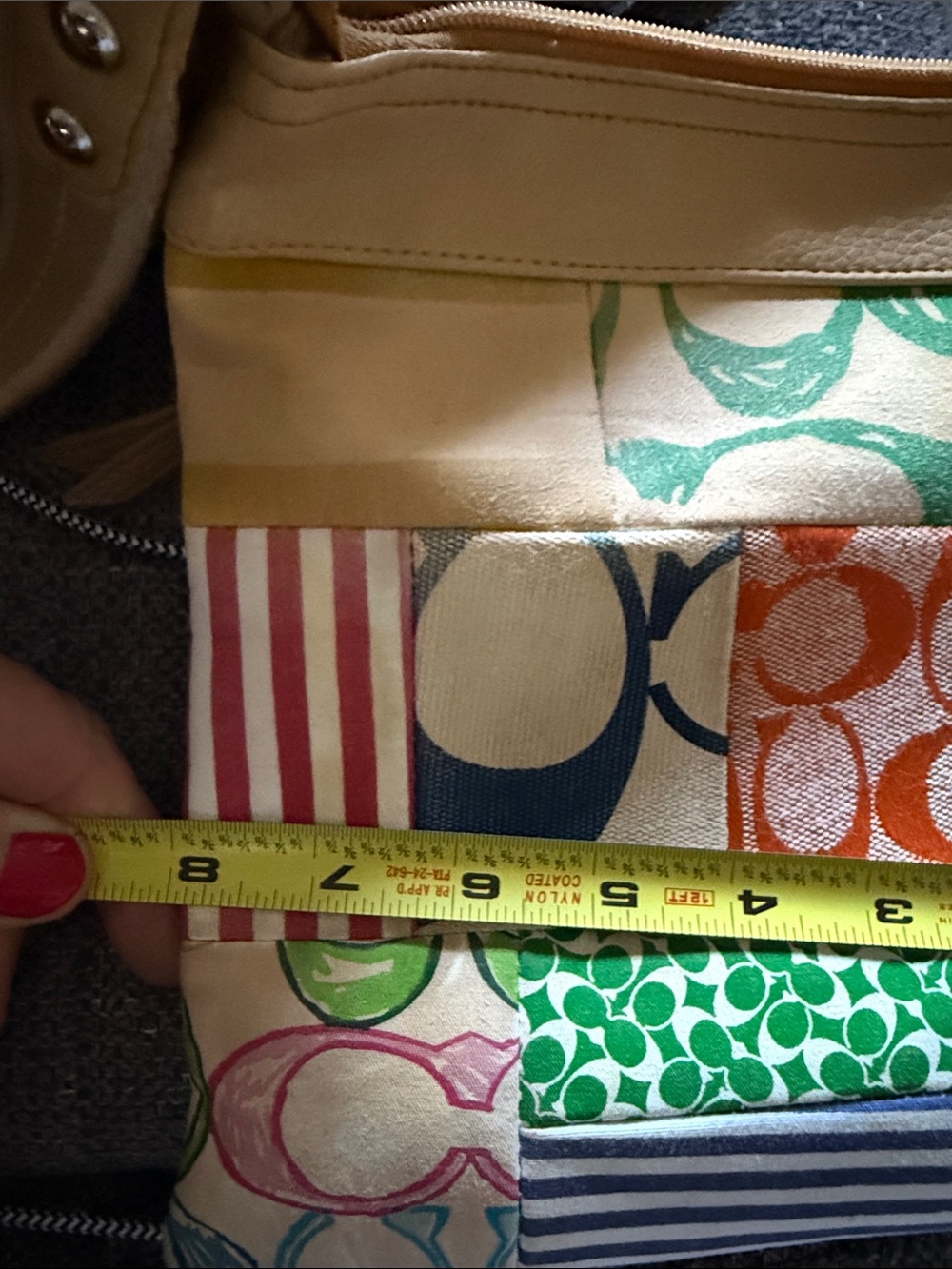 Coach poppy Multicolor Patchwork Crossbody with Tan Leather Trim - Picture 16 of 17